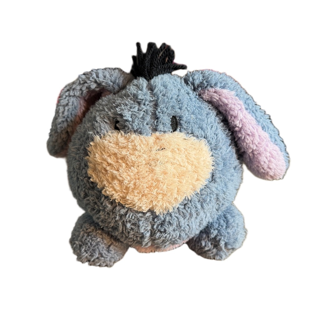 Disney Parks Eeyore Plush Round Shaggy Blue Stuffed Animal Winnie the Pooh 7in